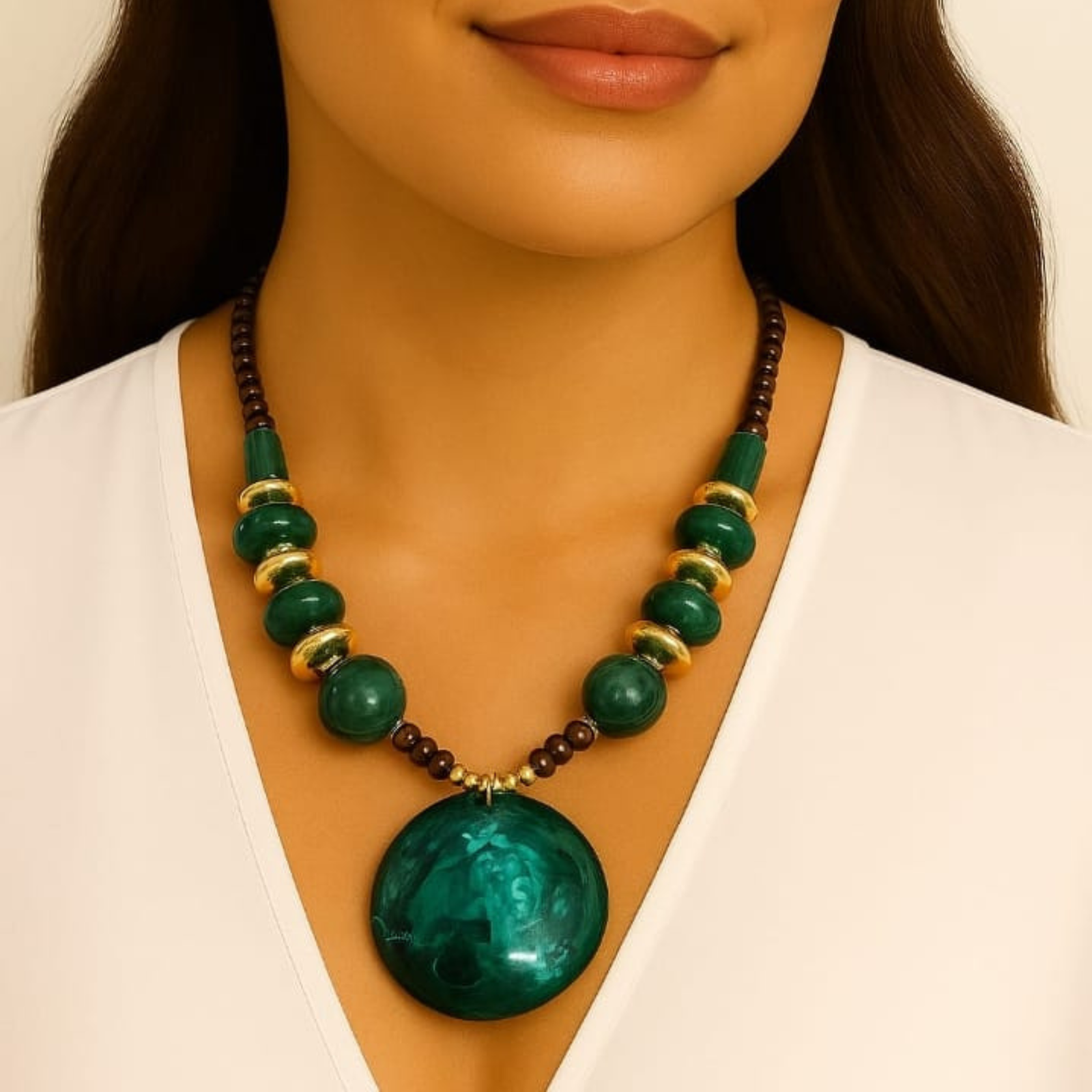 Crystal Bead Neckpiece-Green